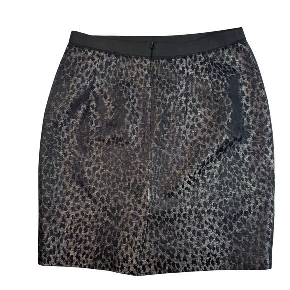 Ann Taylor Leopard Jacquard Mini Skirt Women’s 2 Black Bronze Animal Print - Picture 2 of 8